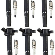 ENA Set of 6 Platinum Spark Plugs and 6 Ignition Coils compatible with 2006-2009 Ford Fusion Mercury Milan 2006 Lincoln Zephyr 3.0L V6 UF486 SP433