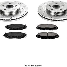 Power Stop K2406 Front Brake Kit with Drilled/Slotted Brake Rotors and Z23 Evolution Ceramic Brake Pads,Silver Zinc Plated