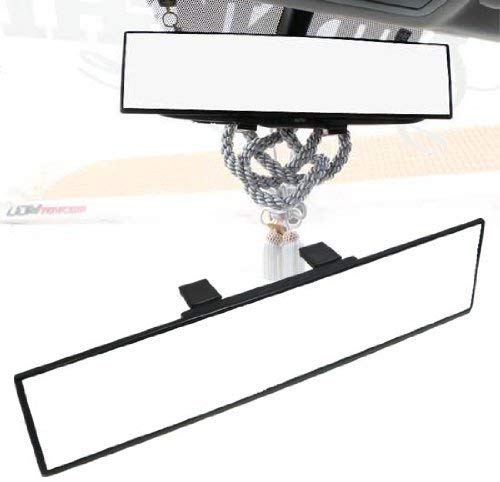 iJDMTOY Universal Fit JDM 300mm 12-Inch Wide Flat Clip On Rear View Mirror For Car SUV Van Truck, etc