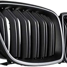 Fit 2012-2018 BMW 3 Series F30 F31 F35 Grille High Gloss BLACK Cool Bussiness Style Replacement Conversion Grill Sturdy ABS Easy To Install (Half Chrome-Gloss Black)