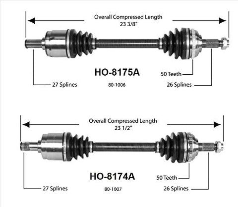 DTA DT1817581741 Front Driver and Passenger Side Premium CV Axles Fits 1990-1993 Acura Integra