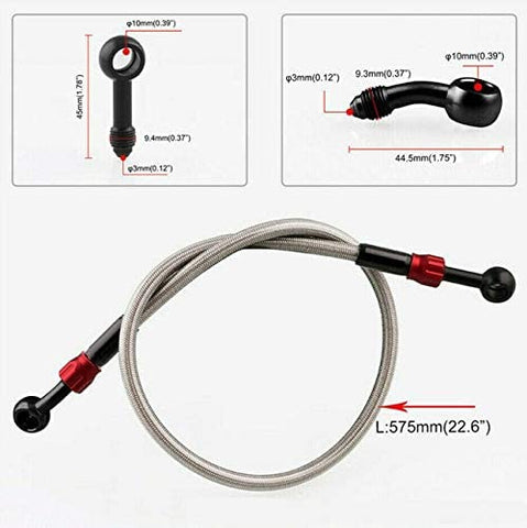 Weiyang Motorcycle Aluminum+Plastic Braided Brake Hose Line Steel Brake Cable Hydraulic Pipe 575mm-945mm Fit for Motorcycle Universal Racing (Color : 945MM)