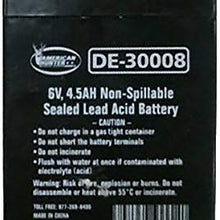 AMERICAN HUNTER Rechargeable Battery 30008 6 Volt Lead Acid 4.5 mAh