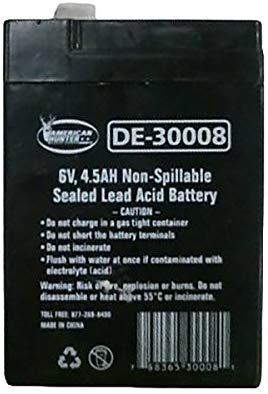 AMERICAN HUNTER Rechargeable Battery 30008 6 Volt Lead Acid 4.5 mAh