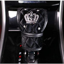 eing Pu Leather Car Gear Shift Cover with Bling Rhinestones Imperial Crown Decor Car Accessory,Black