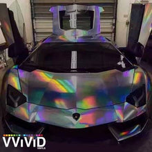 VViViD Black Holographic Chrome Vinyl Wrap Rainbow Finish Roll DIY Air-Release Adhesive Film (1ft x 5ft)