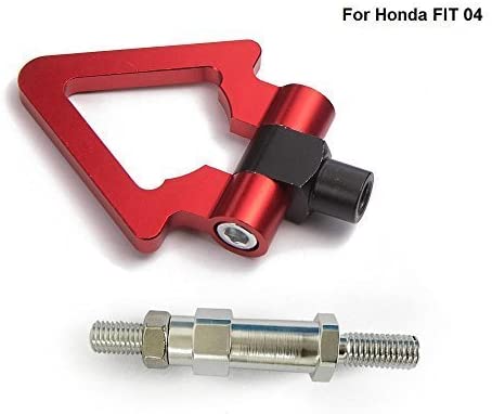 EPMAN Japan Model Car Auto Trailer Tow Hook Triangle Ring Eye Front Rear Aluminum For Honda FIT 04 (Red)