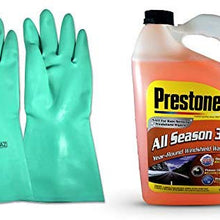 Centaurus AZ Prestone Deluxe 3 in 1 Windshield Washer Fluid, Washer Cleaner, De-icer, Bug Wash, Removes Insect Deposits and Road Grime, Improves Driving Visibility, 1 Gal Chemical Resistance Gloves