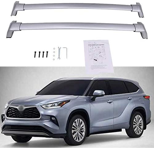 n\a Silver Cross Bars Fit for 2020 2021 Toyota Highlander XLE & Limited & Platinum (with Side Rails)