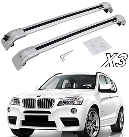 Titopena Silver Car Roof Rack Cross Bars fit for BMW X3 F25 2011-2017 Aluminum Cross Bar Replacement for Rooftop Cargo Carrier Bag Luggage Kayak Canoe Bike Snowboard Skiboard