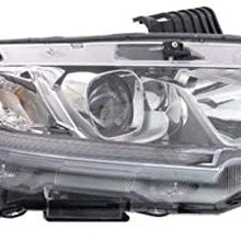 Headlight - Cooling Direct Fit/For HO2503173 16-19 Honda Civic-Coupe 16-20 Sedan 17-18 Civic Hatch Head Lamp Assembly Right Hand - Passenger Halogen Type CAPA