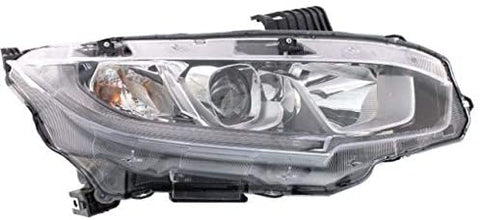 Headlight - Cooling Direct Fit/For HO2503173 16-19 Honda Civic-Coupe 16-20 Sedan 17-18 Civic Hatch Head Lamp Assembly Right Hand - Passenger Halogen Type CAPA
