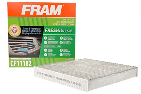 FRAM Fresh Breeze Cabin Air Filter Replacement for Car Passenger Compartment w/ Arm and Hammer Baking Soda, Easy Install, CF11182 for Select Acura and Honda Vehicles