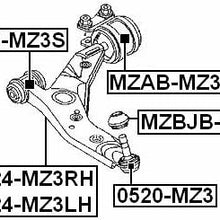 Rear Arm Bushing Front Arm With Shaft Febest MZAB-MZ3BRUB Oem B32H-34-300E