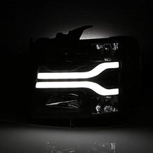 For GMT900 Chevy Silverado Pickup Truck Dual LED Tube DRL Black Projector Headlights Pairs Lamps