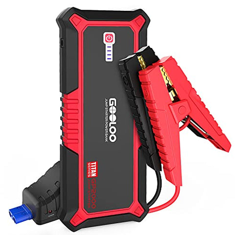 GOOLOO 2000A Peak SuperSafe Car Jump Starter for Up to 9L Gas or 7L Diesel Engine with USB Quick Charge, Type-C Port, 12V Auto Portable Lithium Battery Booster Power Pack