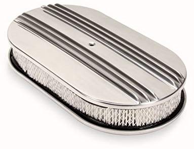 15 Inch Polished Aluminum Double Finned Oval Air Cleaner
