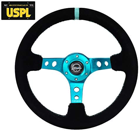 NRG Innovations Reinforced Suede Steering Wheel RST-006S-TL + U.S. Performance Lab Air Freshener