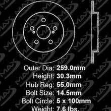Max Brakes Rear Performance Brake Kit [ Premium Cross Drilled Rotors + Ceramic Pads ] KT079222 | Fits: 2014 14 Toyota Corolla w/Rear Disc Brake