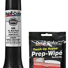 Dupli-Color AGM0153 Arctic White Exact-Match Scratch Fix All-in-1 Touch-Up Paint for GM Vehicles (10, WA 9567) Bundle with Prep Wipe Towelette (2 Items)