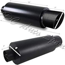 S SIZVER Weld-On Muffler Series 4" N1 Carbon Fiber Slant Tip Black Weld-On Exhaust Muffler 3" Inlet Universal 1