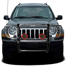 Black Horse Off Road 17EH26MSS-PLR Stainless Steel Grille Guard Kit with 7" Red LED Lights Compatible with 2002 2007 Jeep Liberty