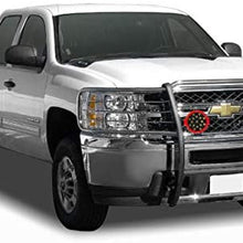 Black Horse Off Road 17A035700A2MSS-PLR Stainless Steel Grille Guard Kit with 7" Red LED Lights Compatible with 2007 2013 Chevrolet Silverado 1500