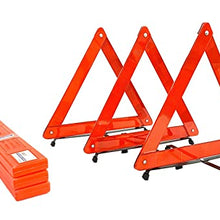 BRUFER 3-Pack Emergency Roadside Safety Triangle with Reinforced Cross Base and Carrying Case