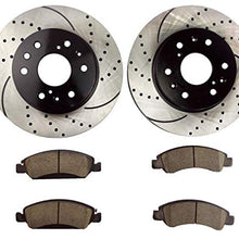 Atmansta QPD10051 Front Brake kit with Drilled/Slotted Rotors and Ceramic Brake pads fit for Chevy Avalanche Cadillac XTS GMC