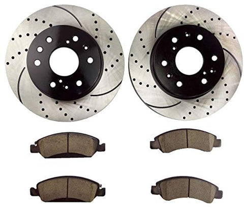 Atmansta QPD10051 Front Brake kit with Drilled/Slotted Rotors and Ceramic Brake pads fit for Chevy Avalanche Cadillac XTS GMC