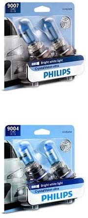 Philips 9007 and 9004 CrystalVision Bright White Light Upgrade High Beam and Low Beam Bulb Bundle