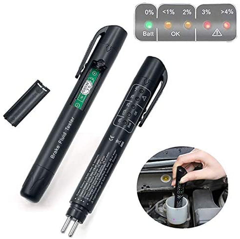 HZGrille Brake Fluid Liquid Tester Pen with 5 Led Indicators, Auto Brake Diagnostic Testing Tool for DOT3 / 4/5.1 Brake Fluid (2 Pc)