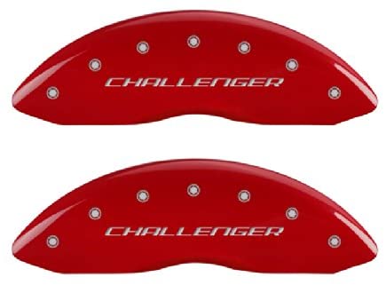 MGP Caliper Covers 12162SCBRRD Red Brake Covers Fits 2011-2020 Dodge Challenger (Dual Piston Front Caliper) Engraved with Challenger/R/T (Front/Rear Covers; Set of 4)