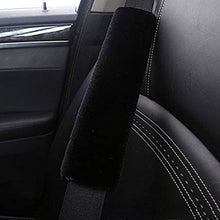 TRUE LINE Automotive 2 Piece Seat Belt Strap Faux Sheepskin Soft Cover Comfortable Soft Shoulder Cushion (Black)