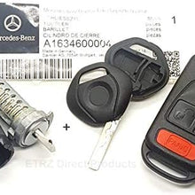 Genuine Mercedes Benz Ignition Lock & Tumbler Cylinder Replacement Part with 1-Key Shell & 1-Flip Remote Key Case. For Model: ML 1997-03. OEM# 1634600004.
