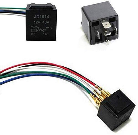 iJDMTOY 5-Pin 12V 40A SPDT Relay Socket Wire For Car Fog Light Daytime Running Lamps etc