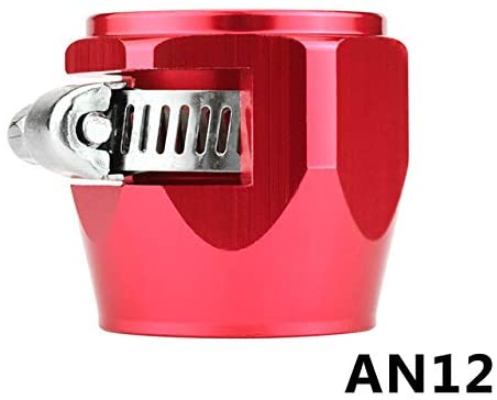 Oil Fuel Hose Clamp End Finisher HEX Finishers Aluminum Hose Connectors Hose Clamps an Fitting Adapter (AN12,Red)