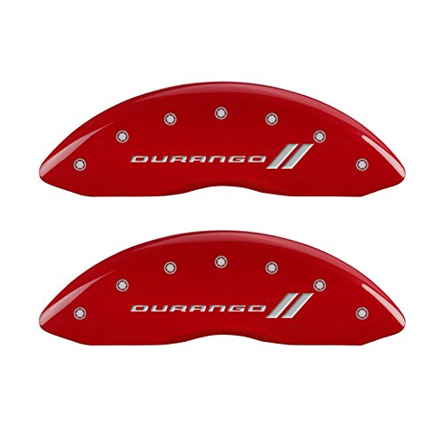MGP Caliper Covers 12193SDGORD Durango ll Engraved Caliper Cover with Red Powder Coat Finish and Silver Characters, (Set of 4)