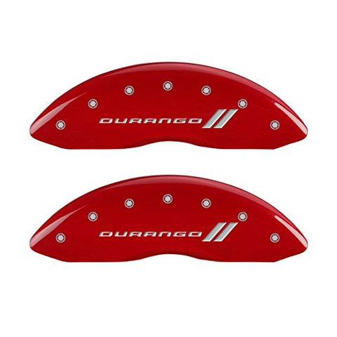 MGP Caliper Covers 12193SDGORD Durango ll Engraved Caliper Cover with Red Powder Coat Finish and Silver Characters, (Set of 4)