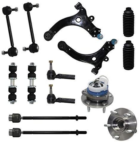 Detroit Axle - New Complete 14-Piece Front Suspension Kit - 10-Year Warranty- Front: 2 Wheel Bearings, 2 Control Arms & Ball Joints, 4 Tie Rod Ends, 4 Sway Bar Links, 2 Tie Rod Boots……