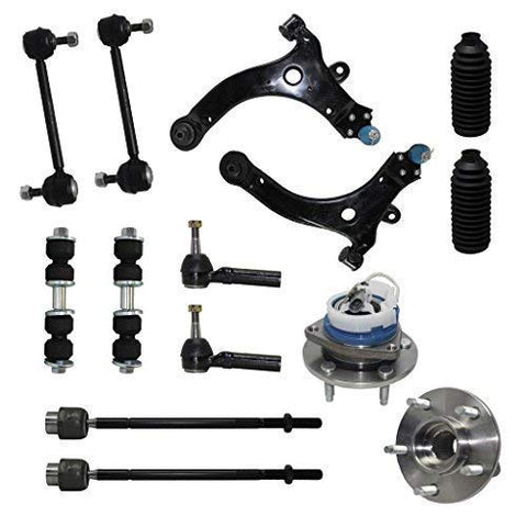 Detroit Axle - New Complete 14-Piece Front Suspension Kit - 10-Year Warranty- Front: 2 Wheel Bearings, 2 Control Arms & Ball Joints, 4 Tie Rod Ends, 4 Sway Bar Links, 2 Tie Rod Boots…