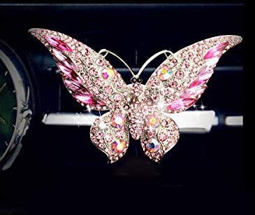 Bestbling Bling Crystal Car Fragrance Butterfly Car Diffuser Air Freshener with Vent Clip (Pink)