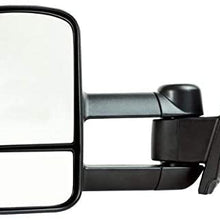 Fit System Driver Side Towing Mirror for Silverado/Sierra, 2500, 3500, Textured Black, extendable, Dual Lens, 1st Design, (no Signal/Power fold/Side Reflector/BLIS), fold, Heated Power