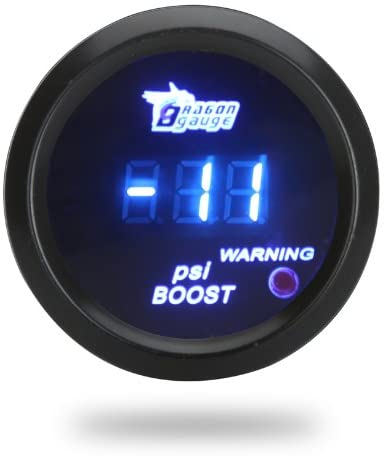 Docooler Digital Turbo Boost Gauge Meter with Sensor for Auto Car 52mm 2in LCD -14~29 PSI Warning Light Black