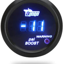 Docooler Digital Turbo Boost Gauge Meter with Sensor for Auto Car 52mm 2in LCD -14~29 PSI Warning Light Black