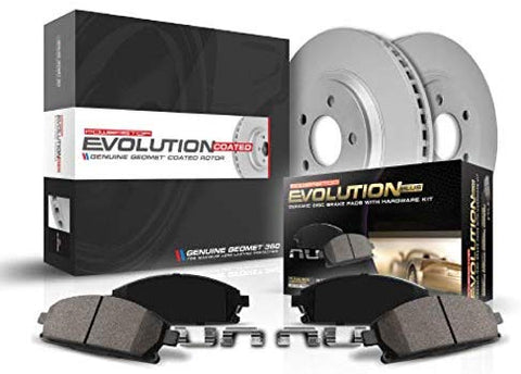 Power Stop CRK7355 Coated Rotor and Ceramic Brake Pads-Front