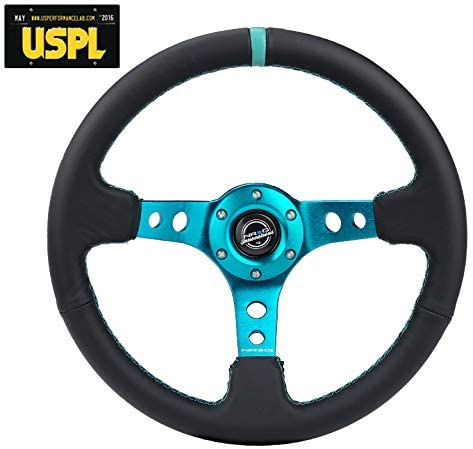 NRG Innovations Reinforced Leather Steering Wheel RST-006TL + U.S. Performance Lab Air Freshener