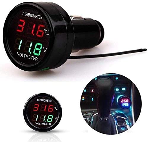 Car Temperature Clock Universal Auto Dashboard Digital Clocks with Blacklight And LCD Screen Adjustable Vehicle Temperature Gauge Support 12h/24h Transformation Modes-Thermometer Voltmeter C