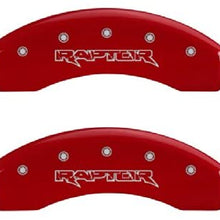 MGP Caliper Covers 10219SRPTRD Red Brake Covers for Ford F-150 2012-2020 (Mechanical Parking Brake) Engraved with Raptor (Front/Rear Covers; Set of 4)