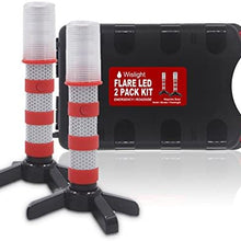WISLIGHT LED Emergency Roadside Flares Safety Strobe Light - Road Warning Beacon Flare, Magnetic Base, Detachable Stand, Storage Case (1 Case Pack, Battery not Included)
